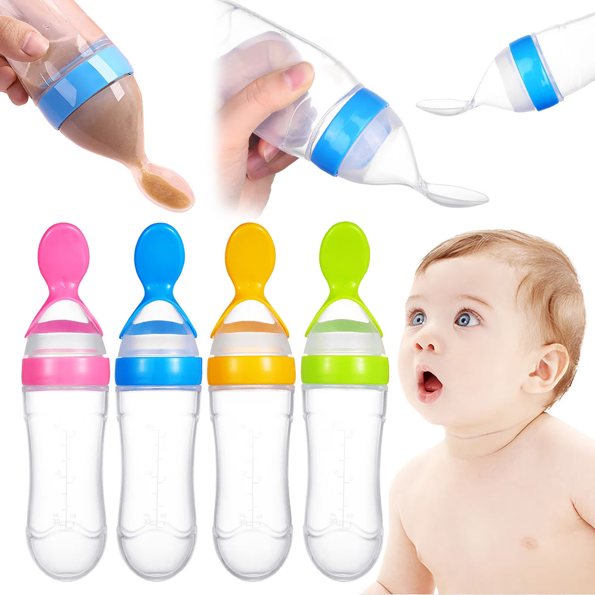 Premium Silicone Spoon Feeder Squeeze, Feed & Go.