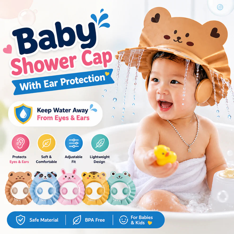 Premium Baby Shower Cap Eye & Ear Protection for Gentle Baths.