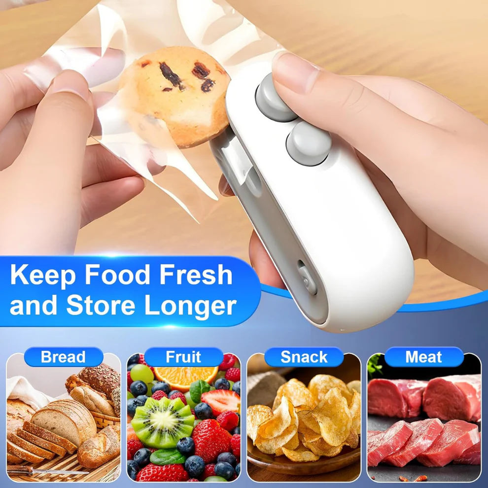 2-in-1 Mini Bag Sealer & Cutter – USB Rechargeable & Long Lasting Battery.
