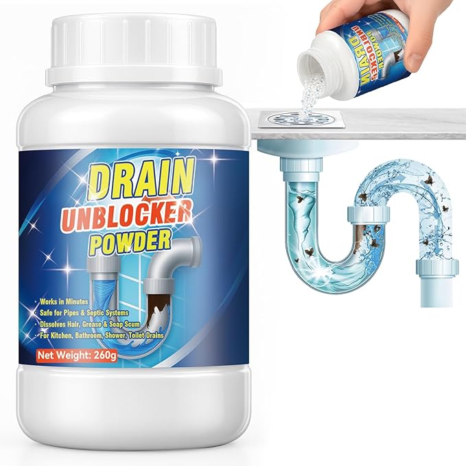 Super Strength Drain Cleaner Powder Instant Pipe & Drain Unblocker