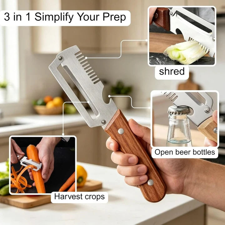 3-in-1 Vegetable Cutter Peeler, Slicer & Shredder.